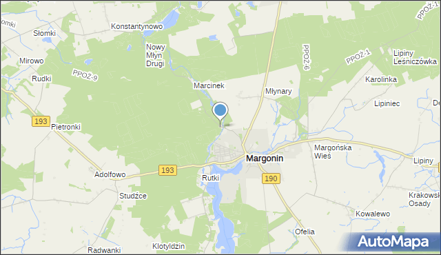 mapa Leśniczówka Margonin, Leśniczówka Margonin na mapie Targeo